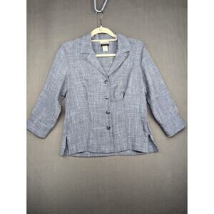 Fashion Bug Women's Petite Small Long Sleeve Blazer Jacket Gray Vintage